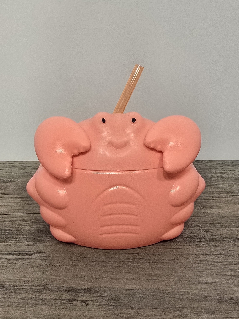 Pink Crab-Shaped Kids Water Bottle with Straw